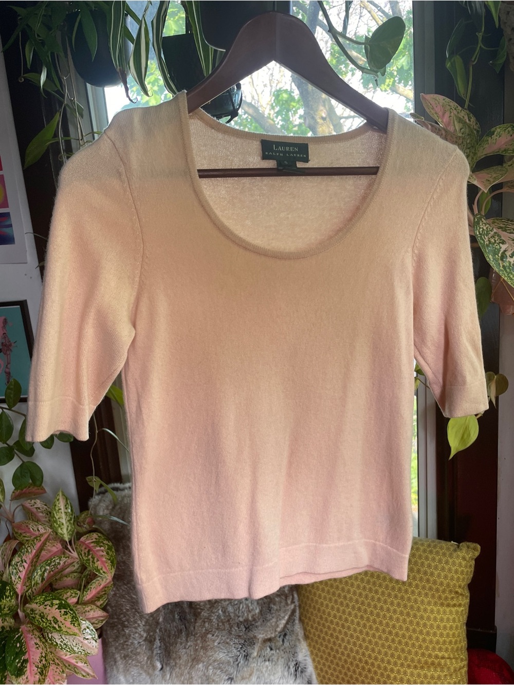 Ralph Lauren Pink Cashmere Short-sleeve Sweater / Top, S